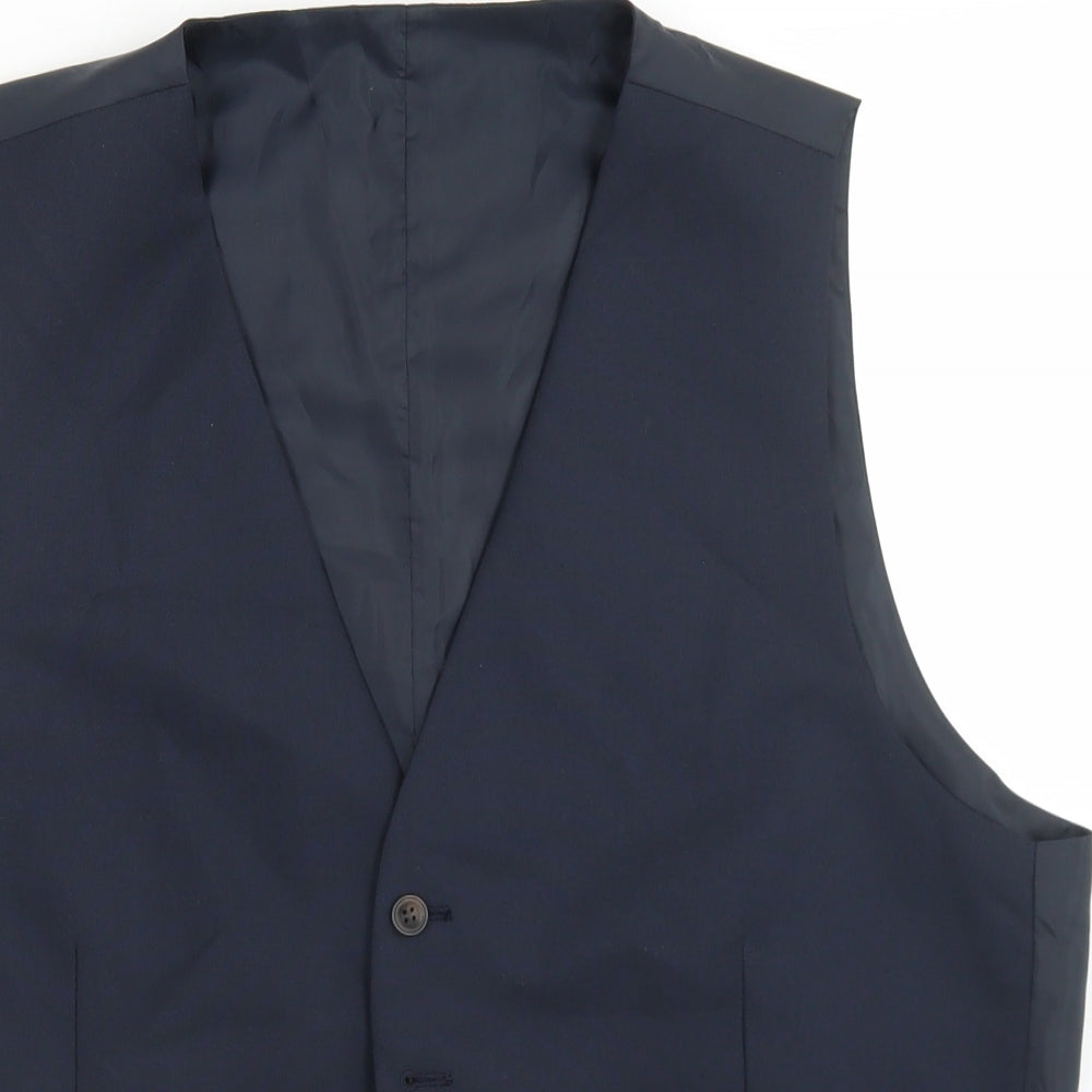 Marks and Spencer Mens Blue  Polyester Jacket Suit Waistcoat Size L
