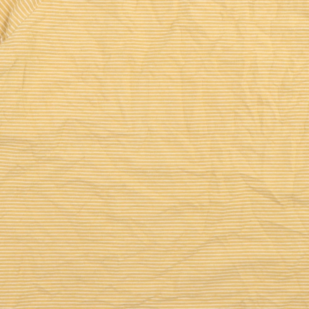 NEXT Womens Yellow Striped Cotton Basic T-Shirt Size 14 Round Neck