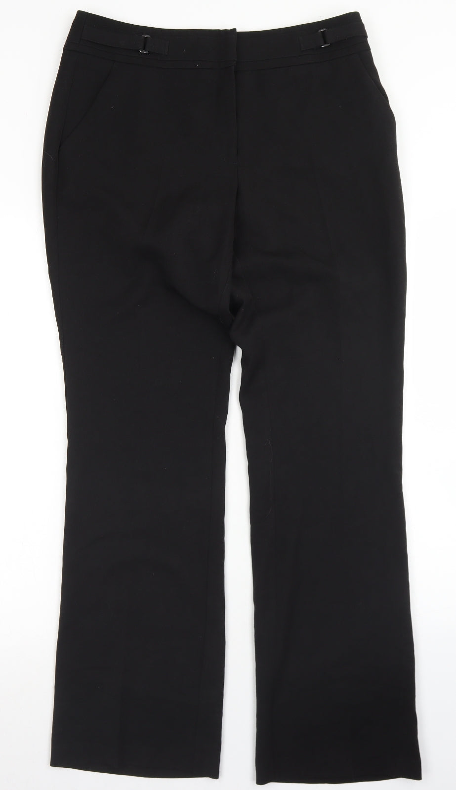 F&F Womens Black  Polyester Dress Pants Trousers Size 12 L30 in Regular Hook & Eye