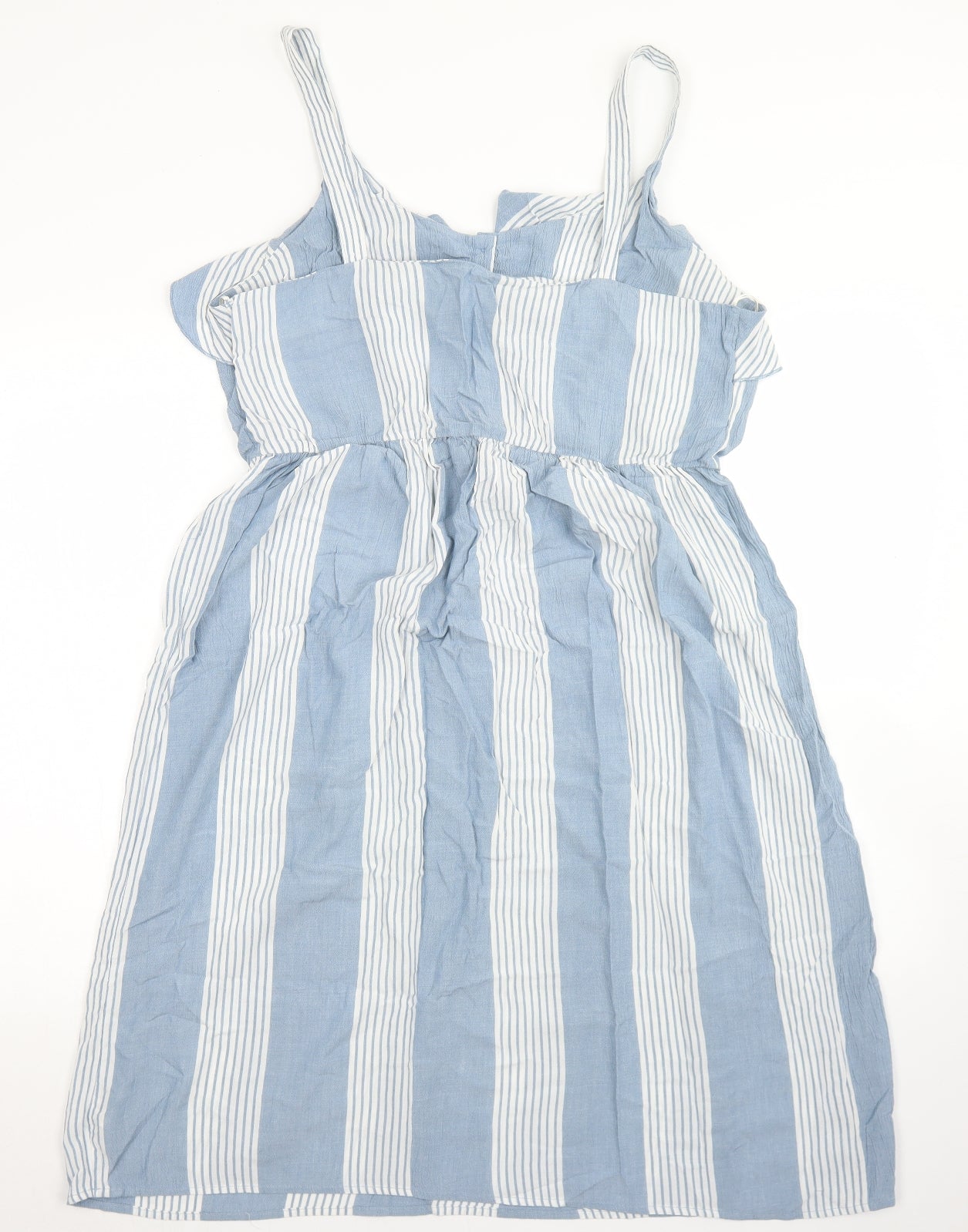 Dunnes Stores Womens Blue Striped Viscose Fit & Flare  Size 12  Round Neck