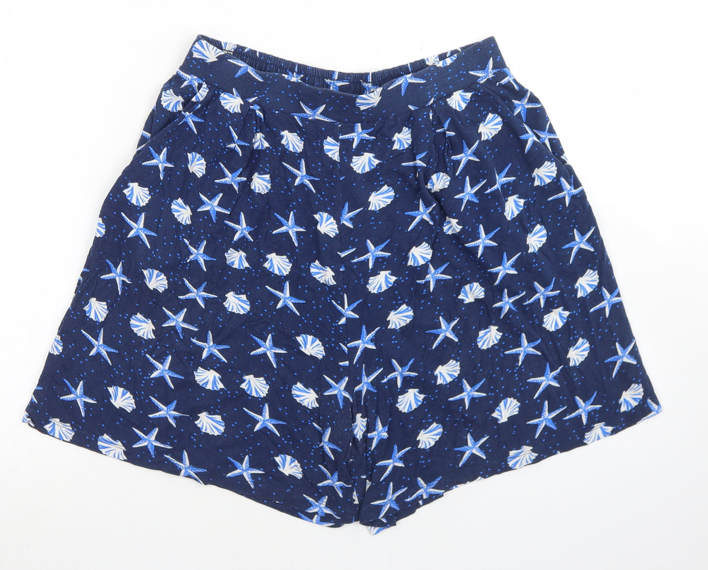 TU Womens Blue Polka Dot Viscose Paperbag Shorts Size 10 L4 in Regular  - Shell Print