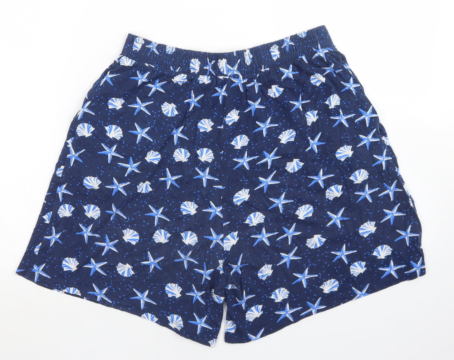 TU Womens Blue Polka Dot Viscose Paperbag Shorts Size 10 L4 in Regular  - Shell Print