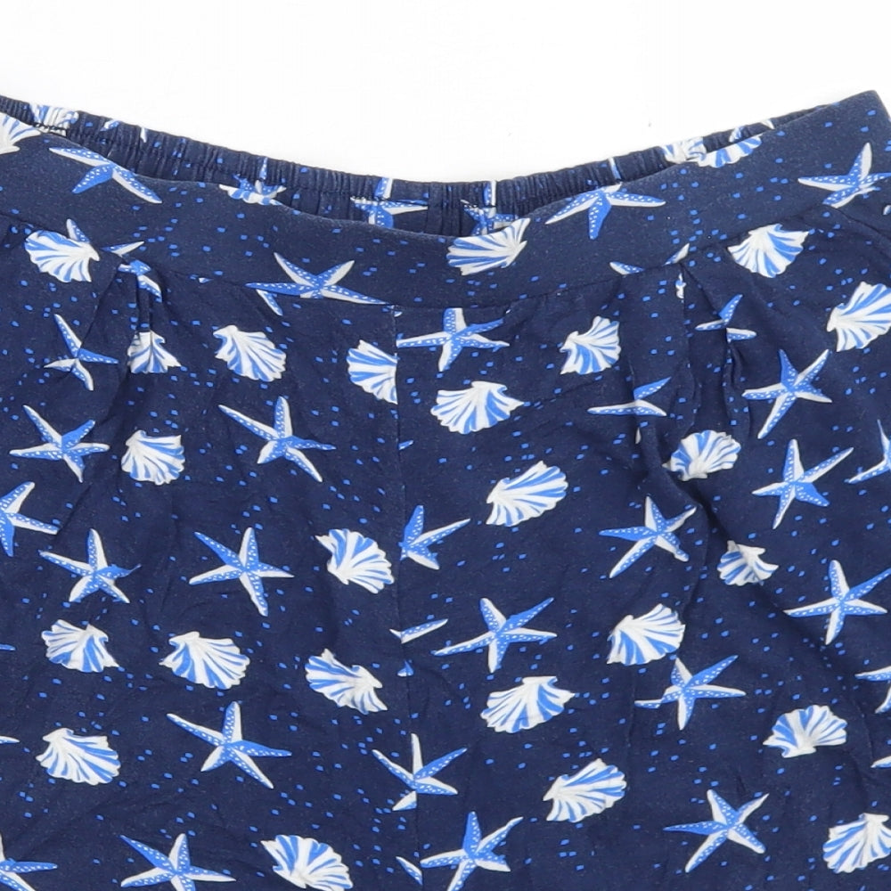TU Womens Blue Polka Dot Viscose Paperbag Shorts Size 10 L4 in Regular  - Shell Print