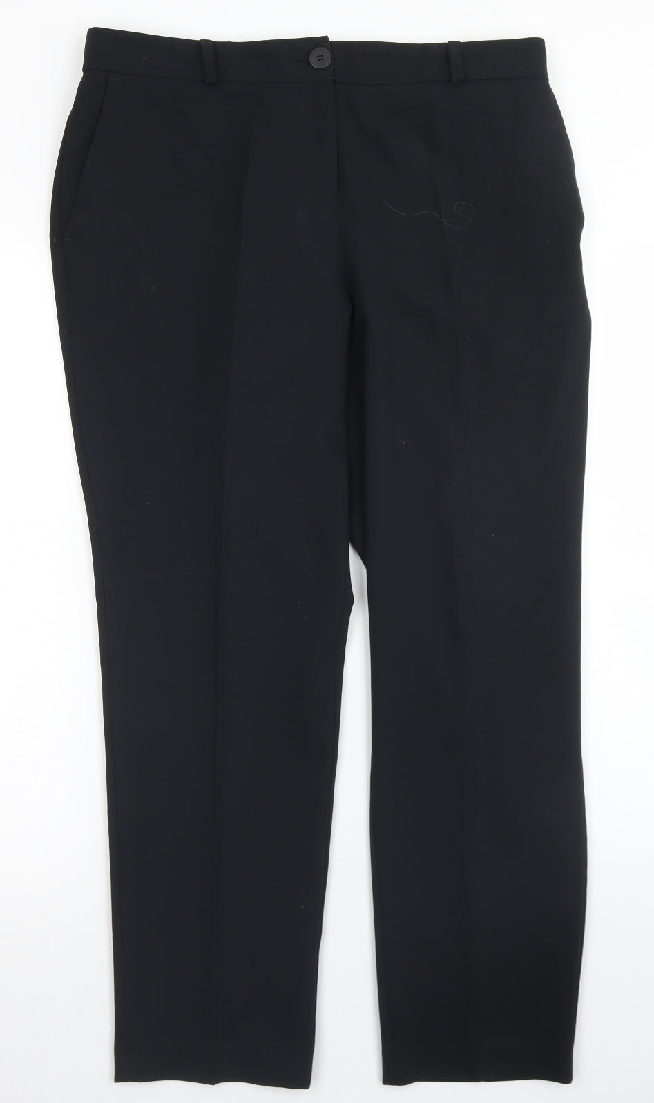 Dunnes Stores Womens Black  Polyester Dress Pants Trousers Size 14 L27 in Regular Button