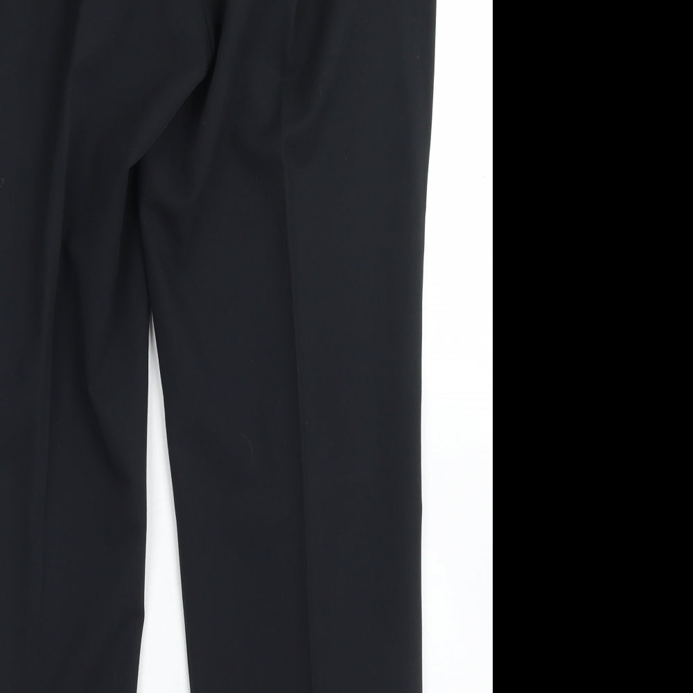 Dunnes Stores Womens Black  Polyester Dress Pants Trousers Size 14 L27 in Regular Button