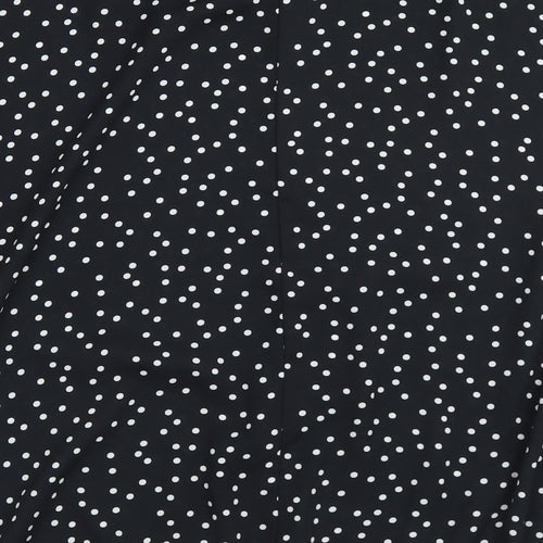 George Womens Black Polka Dot Polyester Cropped Blouse Size 16 Round Neck
