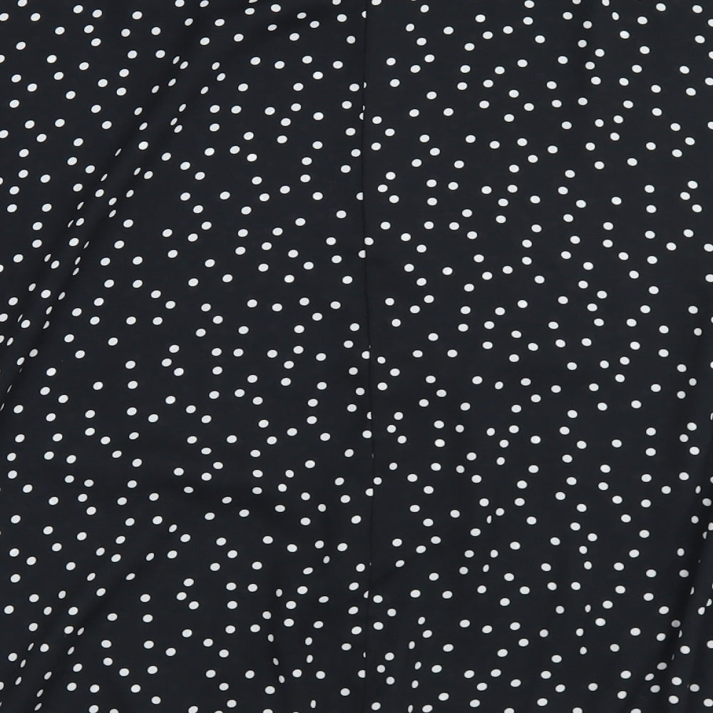 George Womens Black Polka Dot Polyester Cropped Blouse Size 16 Round Neck