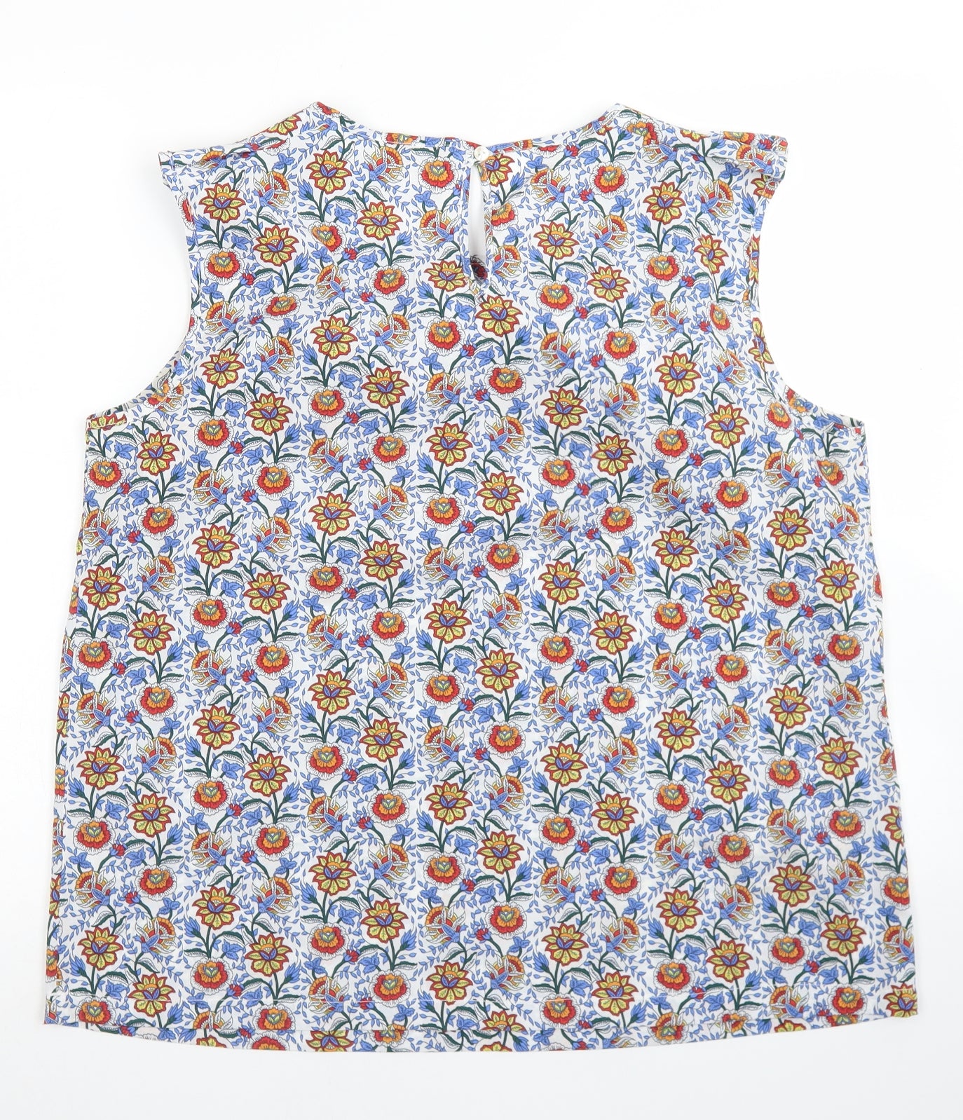 TU Womens White Floral Polyester Basic Blouse Size 16 Round Neck