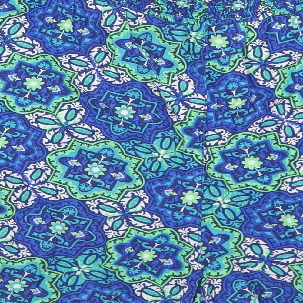 George Womens Blue Batik Viscose Paperbag Shorts Size 16 L3 in Regular Drawstring