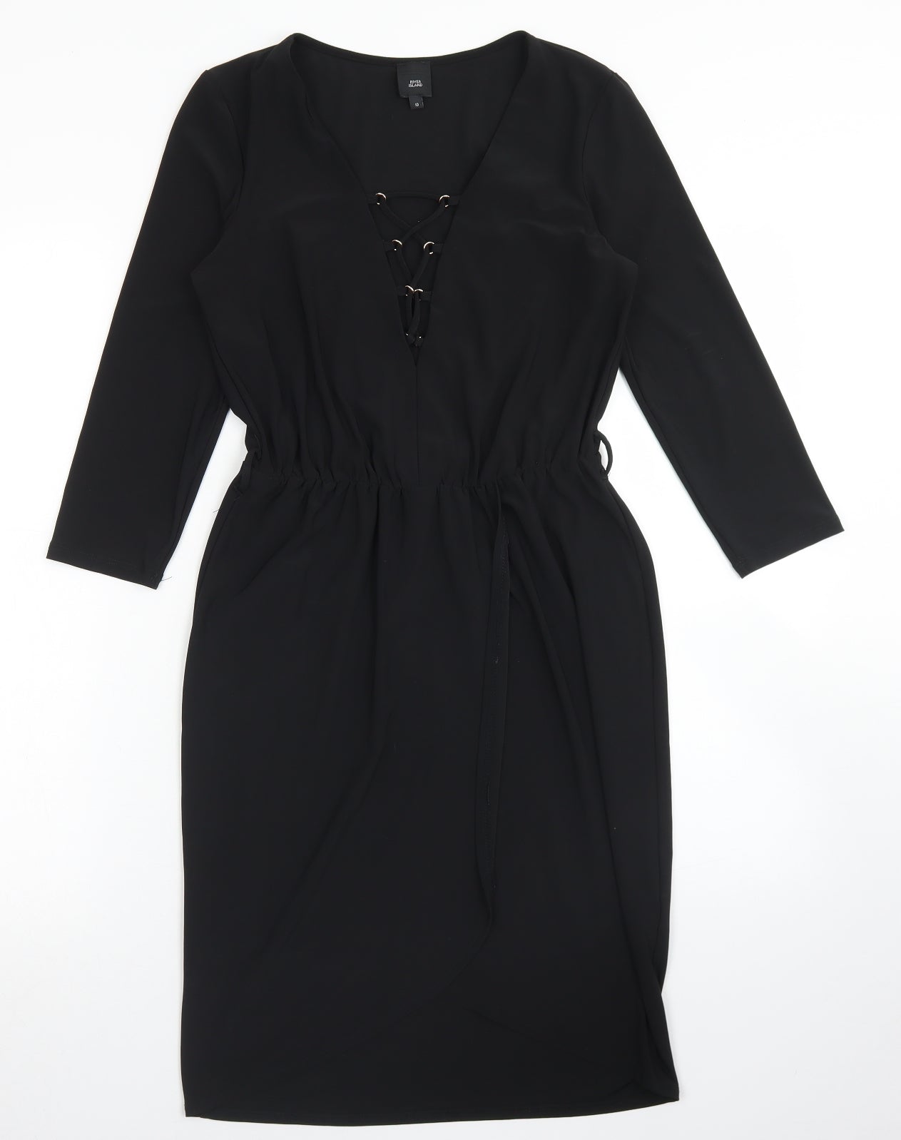 River Island Womens Black  Polyester Pencil Dress  Size 10  V-Neck  - Corset front