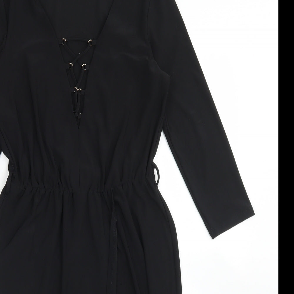 River Island Womens Black  Polyester Pencil Dress  Size 10  V-Neck  - Corset front