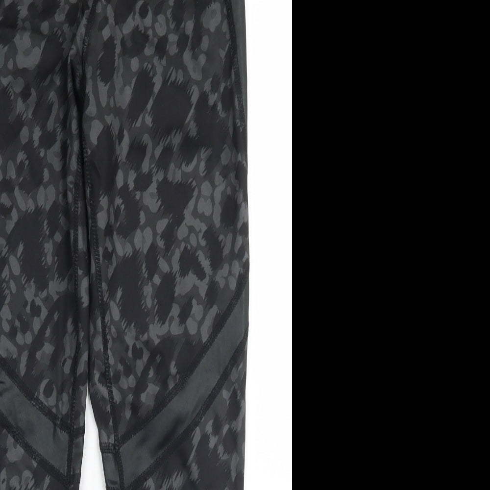 Matalan Womens Grey Animal Print Polyester Compression Leggings Size 10 L25 in Regular