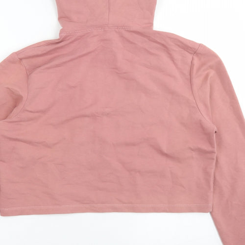 Boohoo Womens Pink  Cotton Pullover Hoodie Size 12   - Cropped