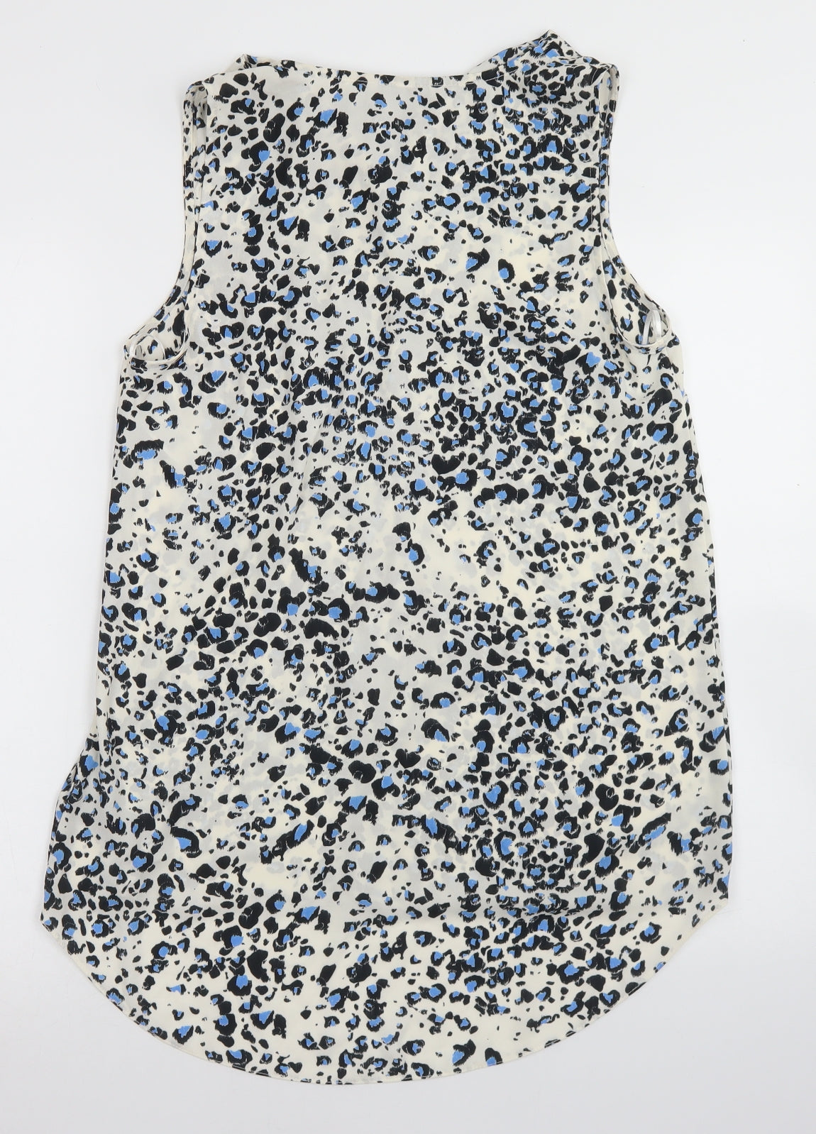 George Womens White Animal Print Polyester Basic Blouse Size 12 V-Neck