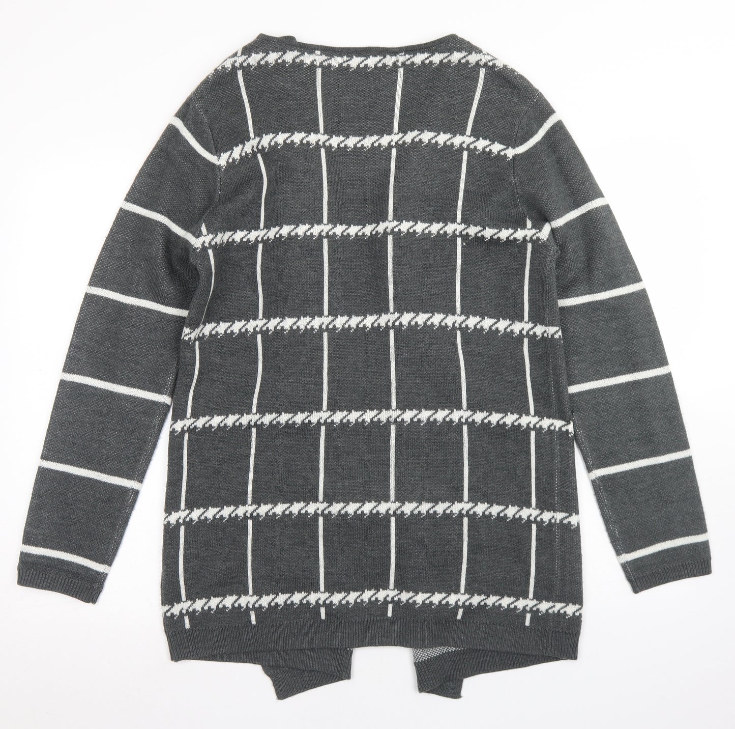 Auburn Womens Grey Round Neck Check Acrylic Cardigan Jumper Size M