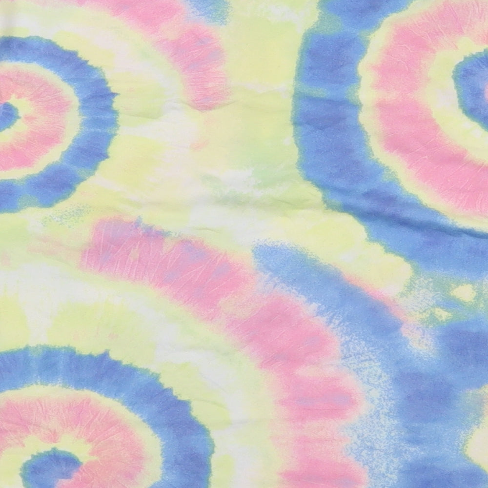 Primark Womens Multicoloured Geometric Polyester Basic T-Shirt Size 14 Round Neck