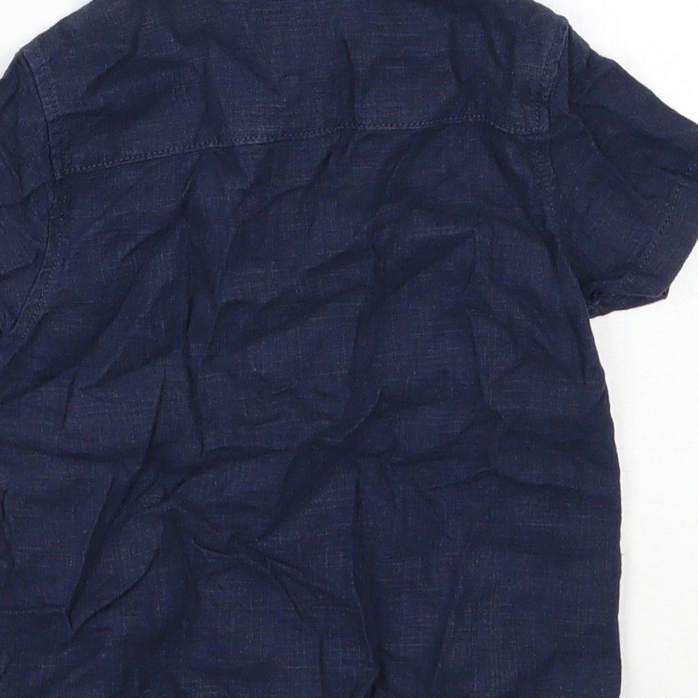 NEXT Boys Blue  Linen Basic Button-Up Size 12-18 Months Collared Button