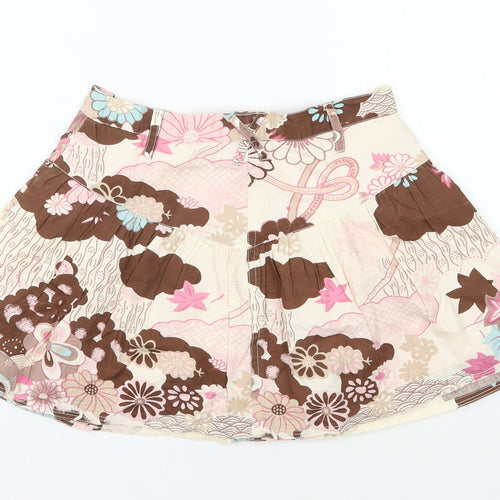 Queen B Girls Multicoloured Floral Cotton Flare Skirt Size 9-10 Years  Regular Zip