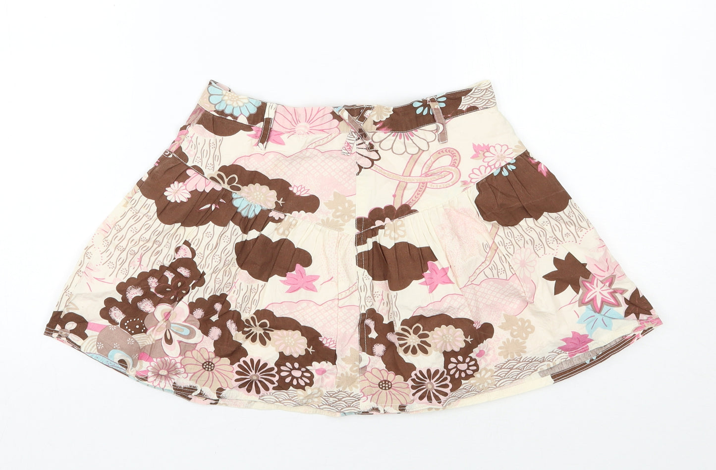 Queen B Girls Multicoloured Floral Cotton Flare Skirt Size 9-10 Years  Regular Zip