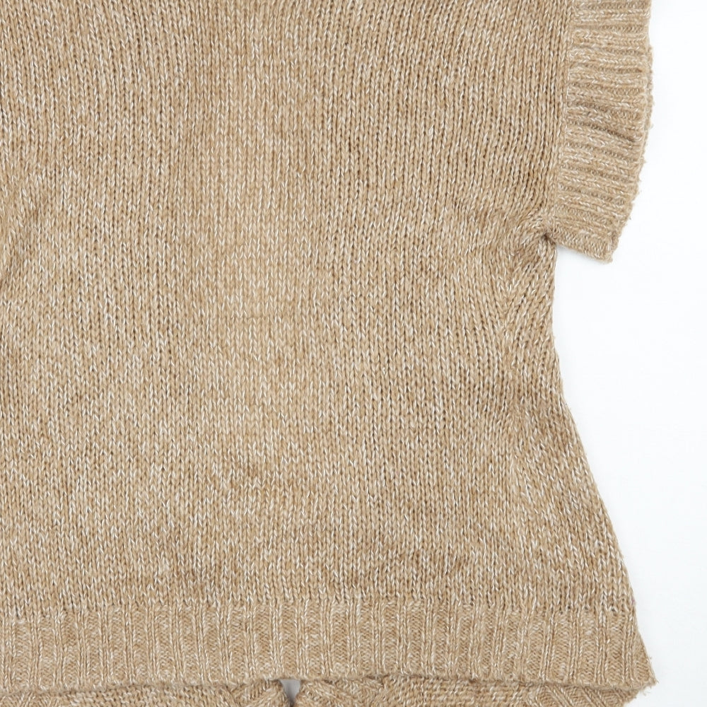 Isle Womens Brown V-Neck  Acrylic Cardigan Jumper Size 10