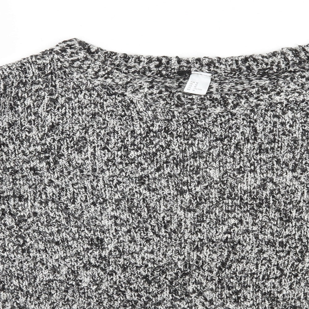 H&M Womens Grey Round Neck  Cotton Pullover Jumper Size M