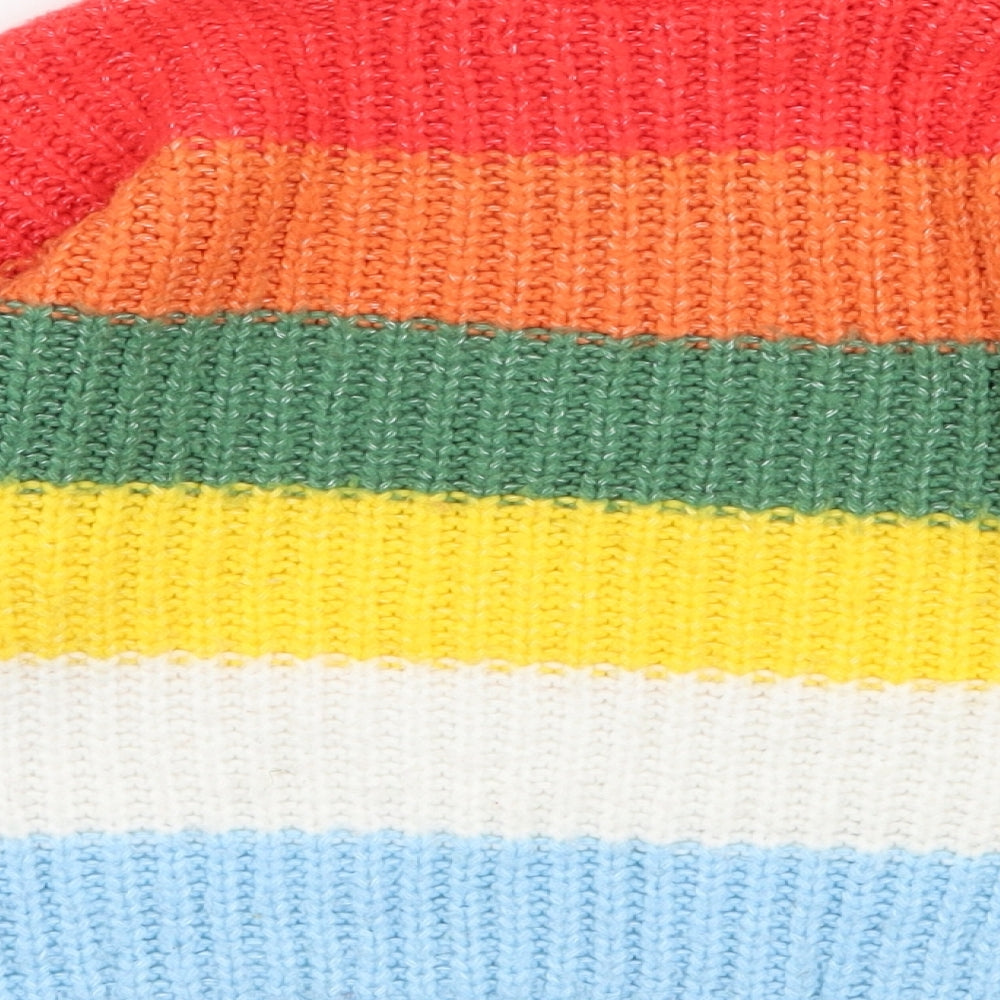 Marks and Spencer Girls Multicoloured High Neck Striped Acrylic Pullover Jumper Size 6-7 Years  Pullover