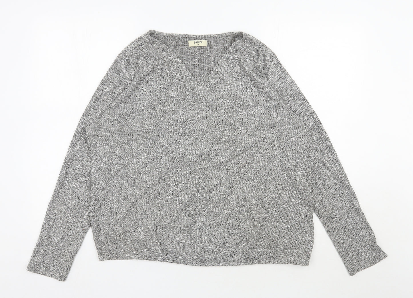 Papaya Womens Grey  Viscose Wrap Blouse Size 18 V-Neck