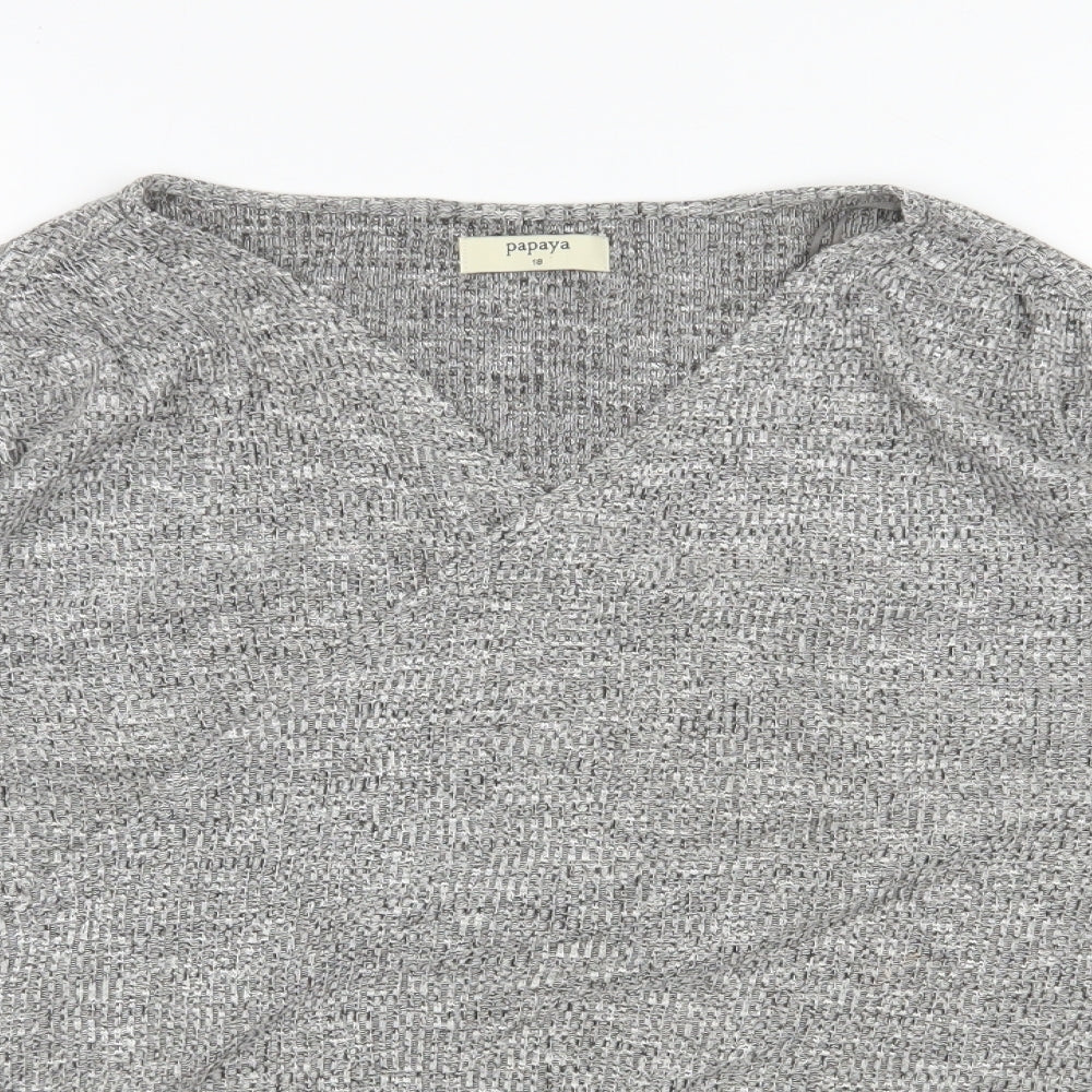 Papaya Womens Grey  Viscose Wrap Blouse Size 18 V-Neck