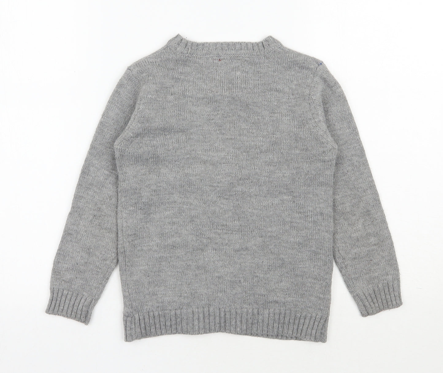 TU Boys Grey Round Neck  Acrylic Pullover Jumper Size 6 Years  Pullover - Christmas Jumper