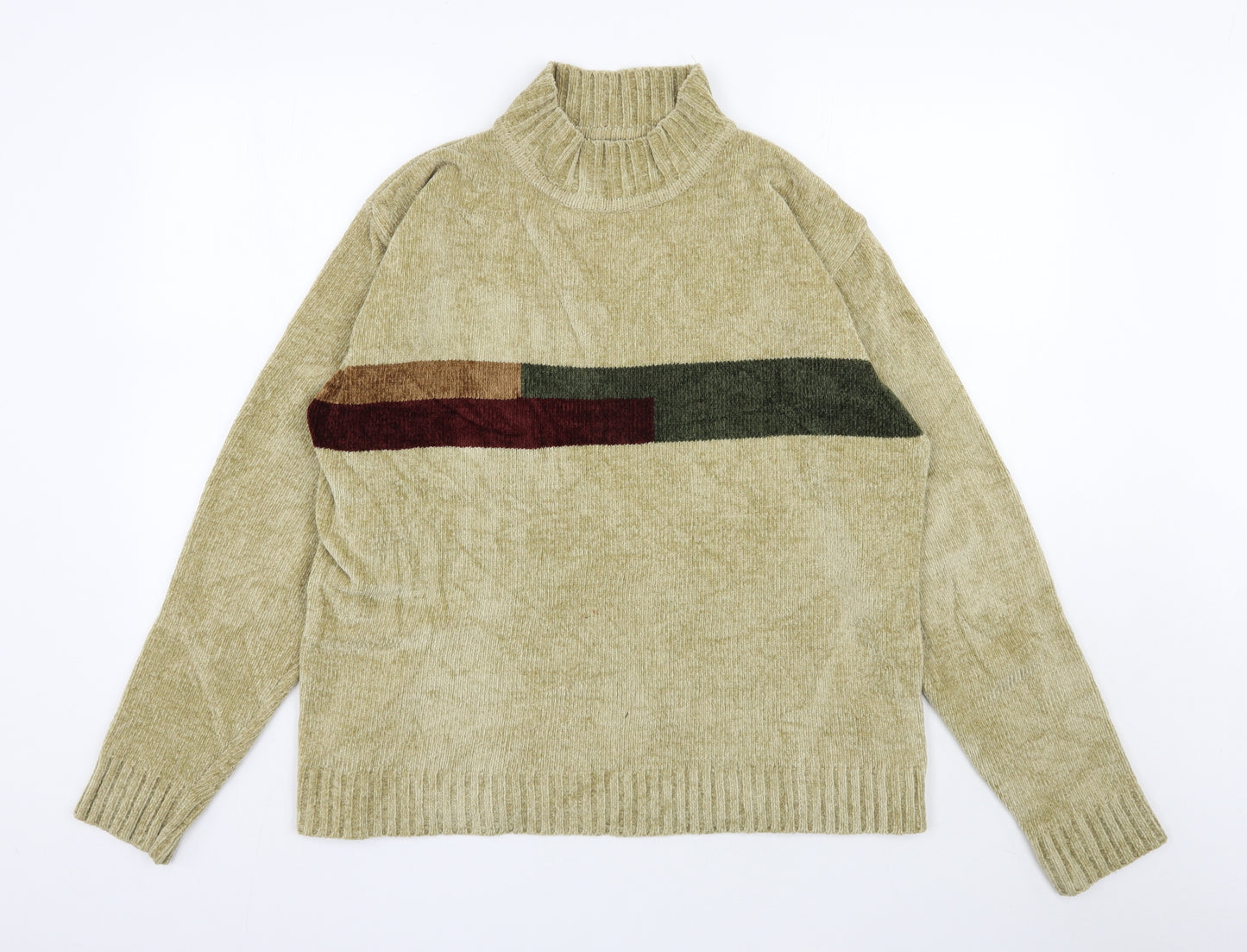 River Island Mens Beige High Neck  Acrylic Pullover Jumper Size M