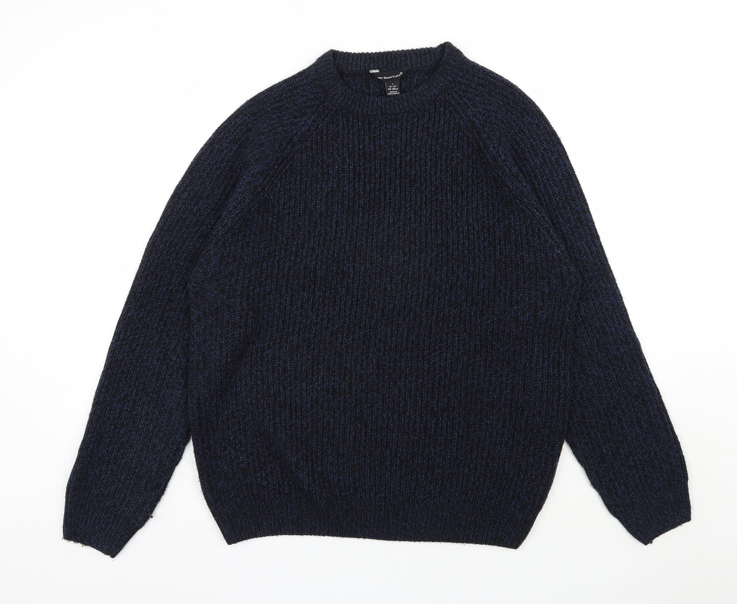 Cedar Wood State Mens Blue Round Neck  Acrylic Pullover Jumper Size L