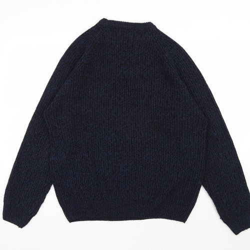 Cedar Wood State Mens Blue Round Neck  Acrylic Pullover Jumper Size L
