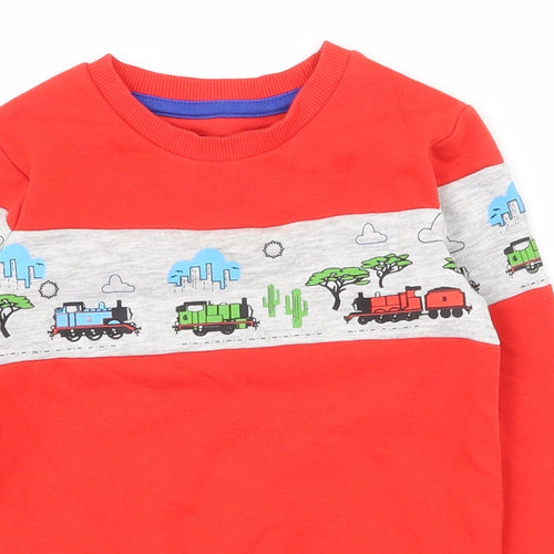 Marks and Spencer Boys Red  Cotton Pullover Sweatshirt Size 2-3 Years  Pullover