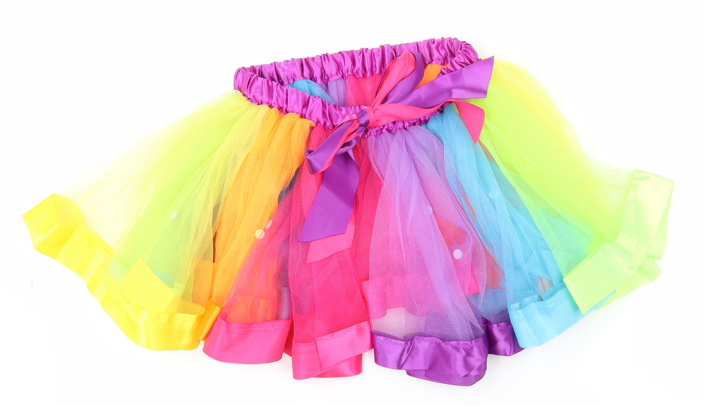 Preworn Girls Multicoloured  Polyester Pettiskirt Skirt Size L  Regular Pull On