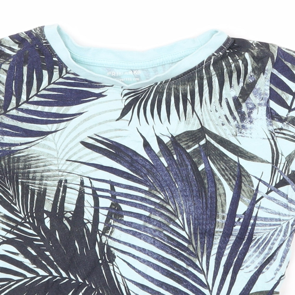 Primark Boys Multicoloured Floral 100% Cotton Pullover T-Shirt Size 5-6 Years Round Neck Pullover