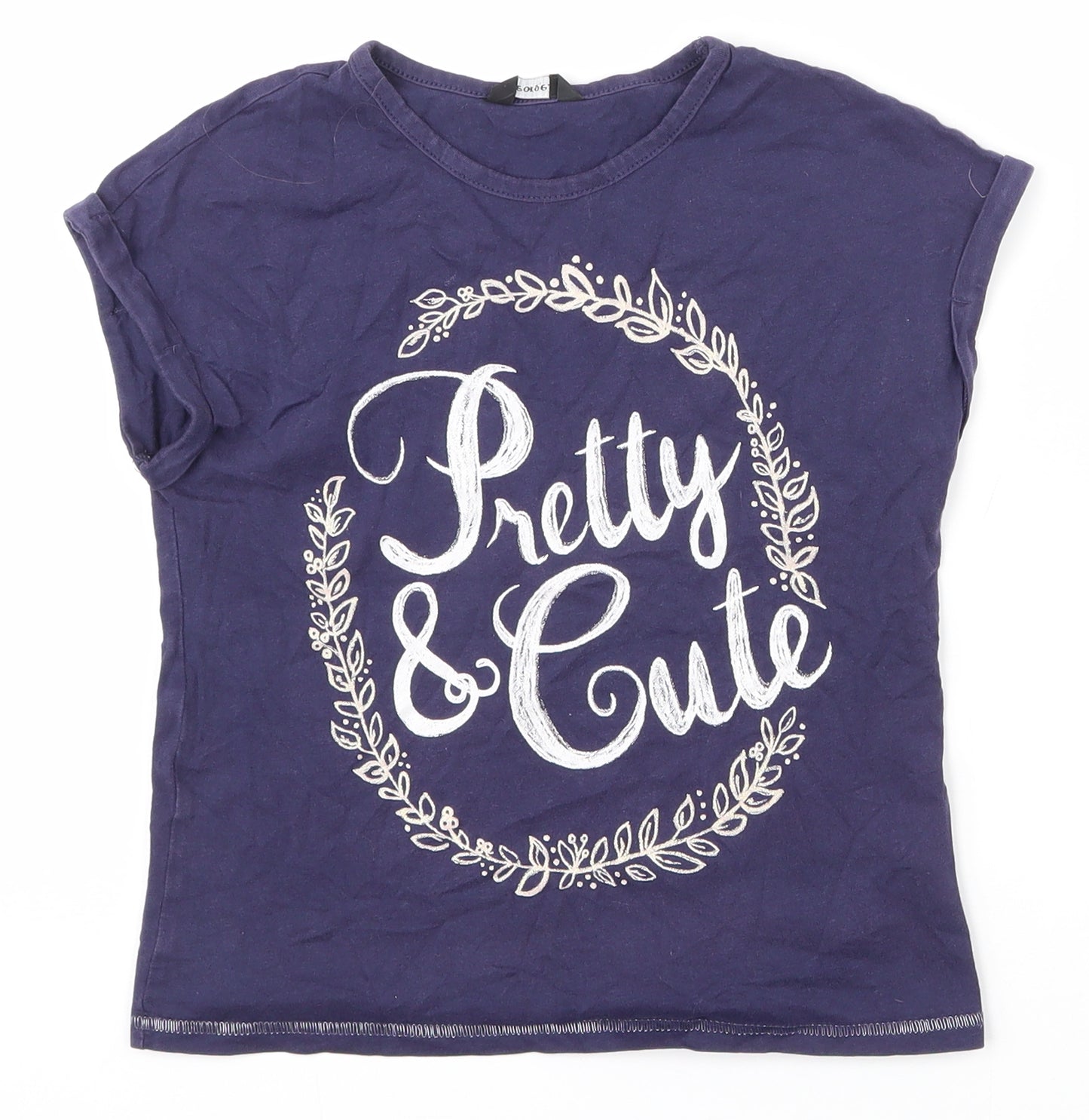 George Girls Blue  100% Cotton Pullover T-Shirt Size 8-9 Years Round Neck Pullover