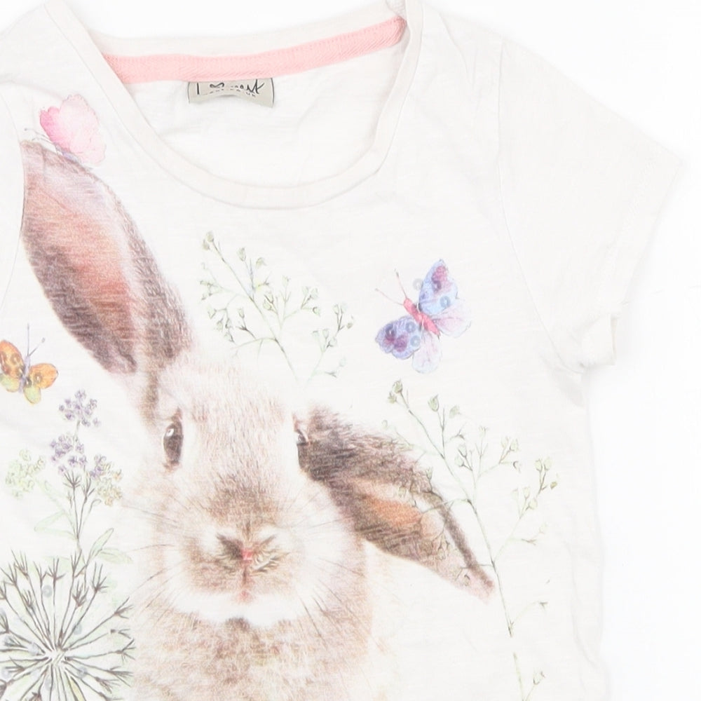 NEXT Girls White  100% Cotton Pullover T-Shirt Size 6 Years Round Neck Pullover