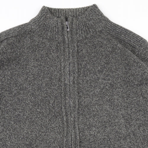 Marks and Spencer Mens Grey High Neck  Acrylic Full Zip Jumper Size XL