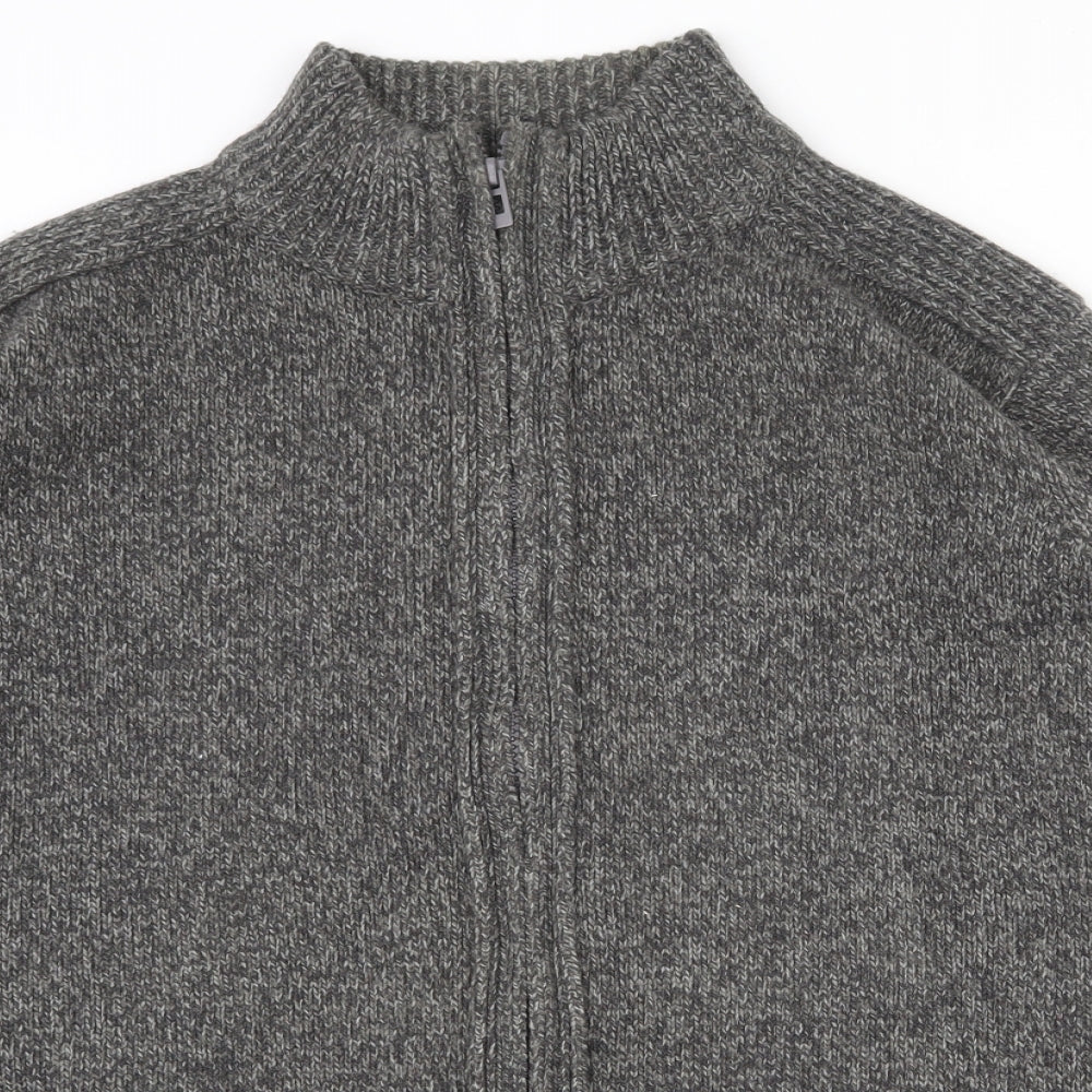 Marks and Spencer Mens Grey High Neck  Acrylic Full Zip Jumper Size XL