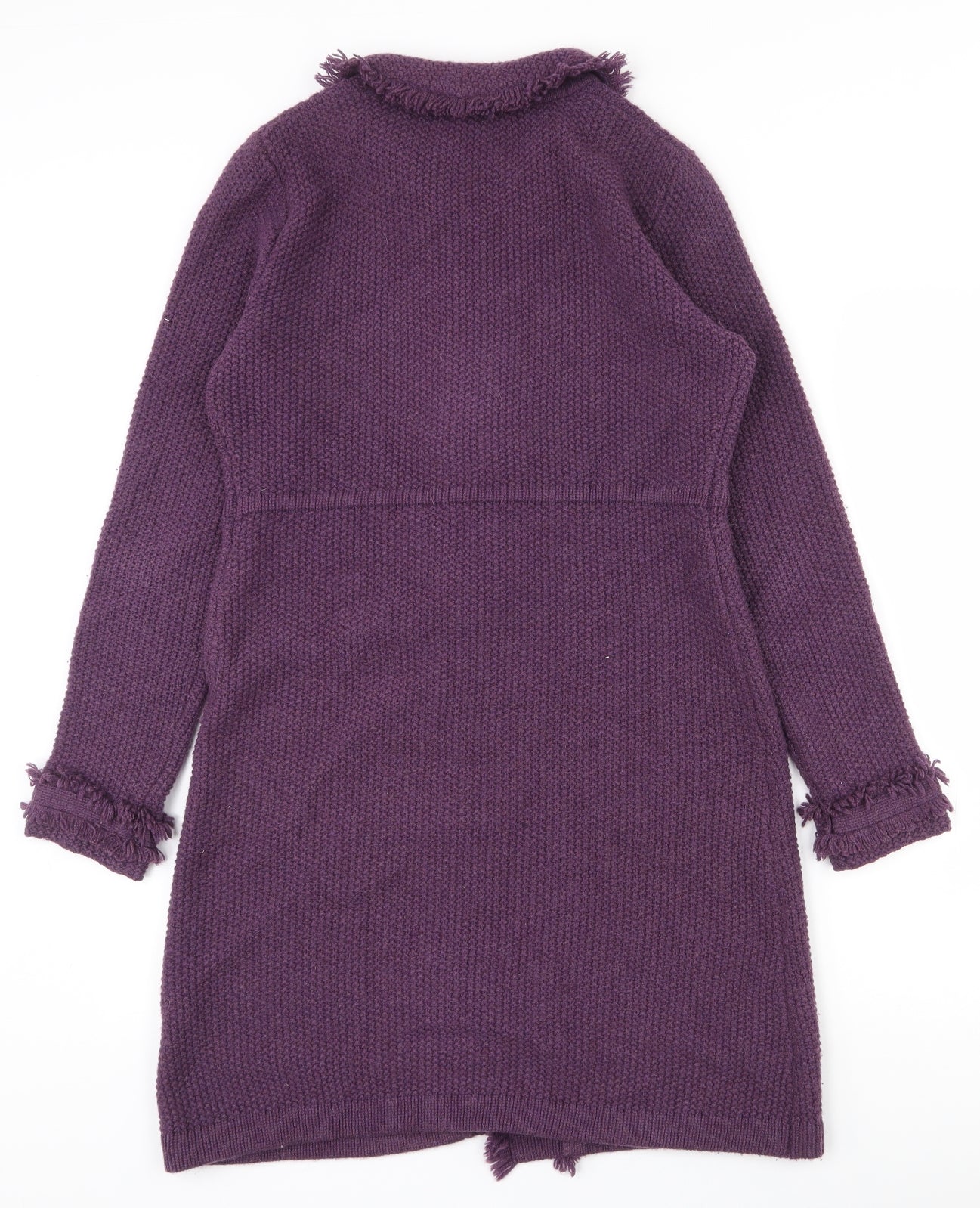 Boden Womens Purple Collared  100% Wool Cardigan Jumper Size 12   - Snap button closure