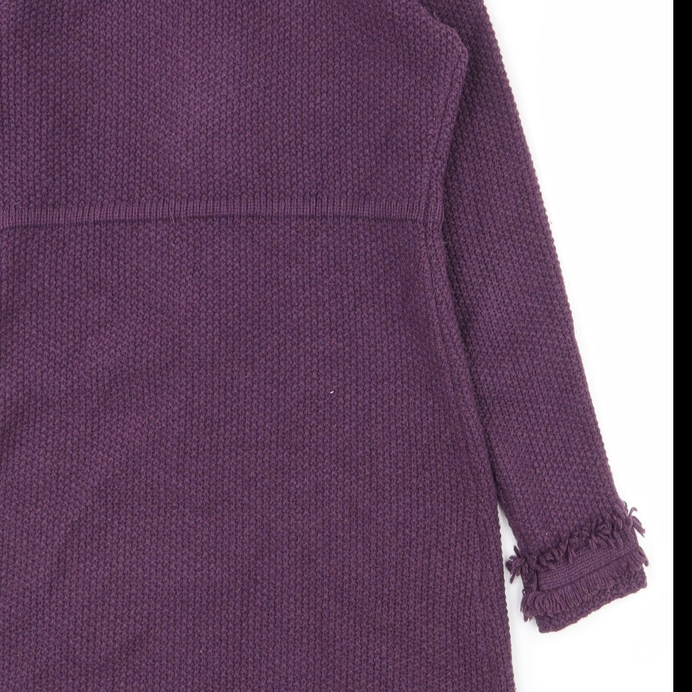 Boden Womens Purple Collared  100% Wool Cardigan Jumper Size 12   - Snap button closure
