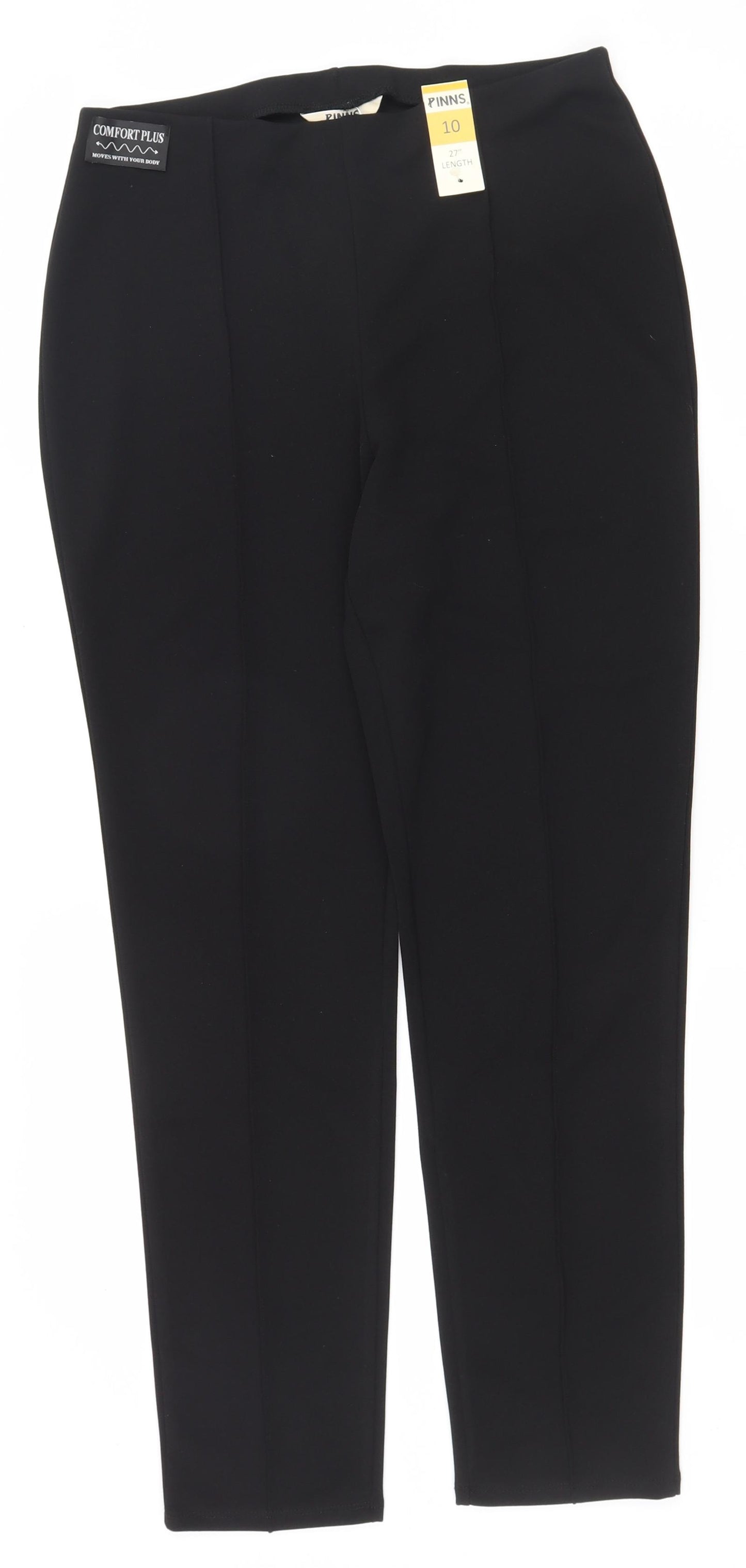 Pinns Womens Black  Polyester Trousers  Size 10 L27 in Regular