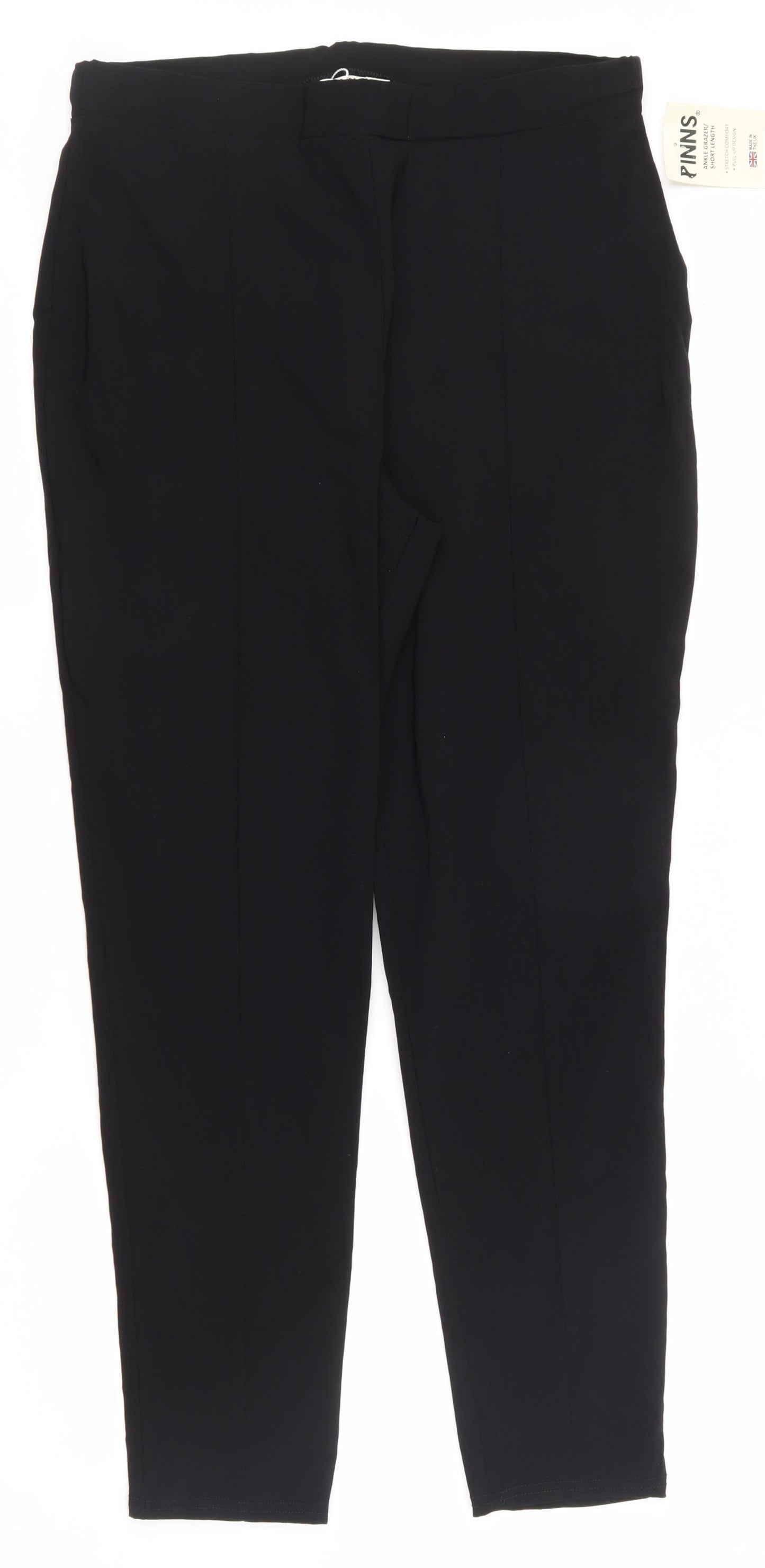 Pinns Womens Black  Viscose Capri Trousers Size 12 L27 in Regular
