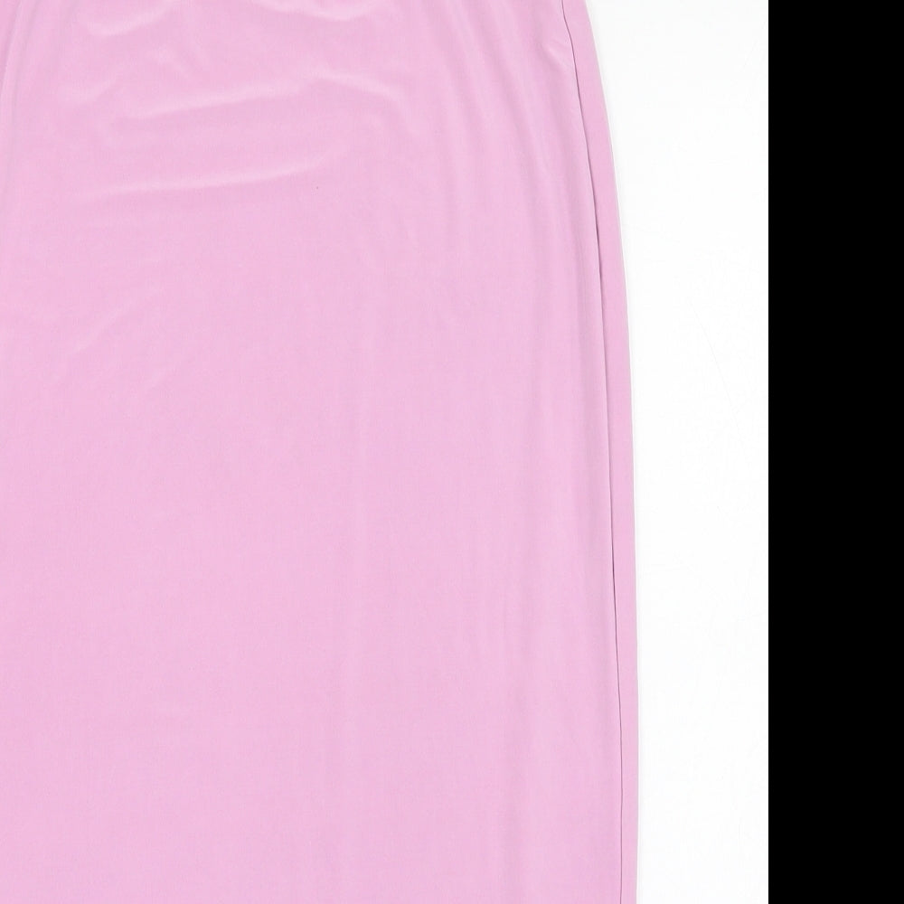 PRETTYLITTLETHING Womens Pink  Polyester Straight & Pencil Skirt Size 12