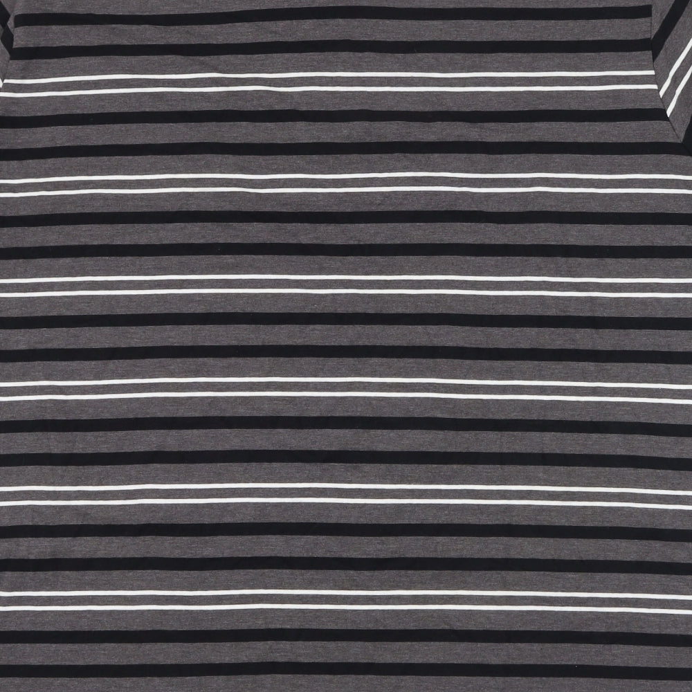 Lee Cooper Mens Grey Striped Cotton  T-Shirt Size XL Collared