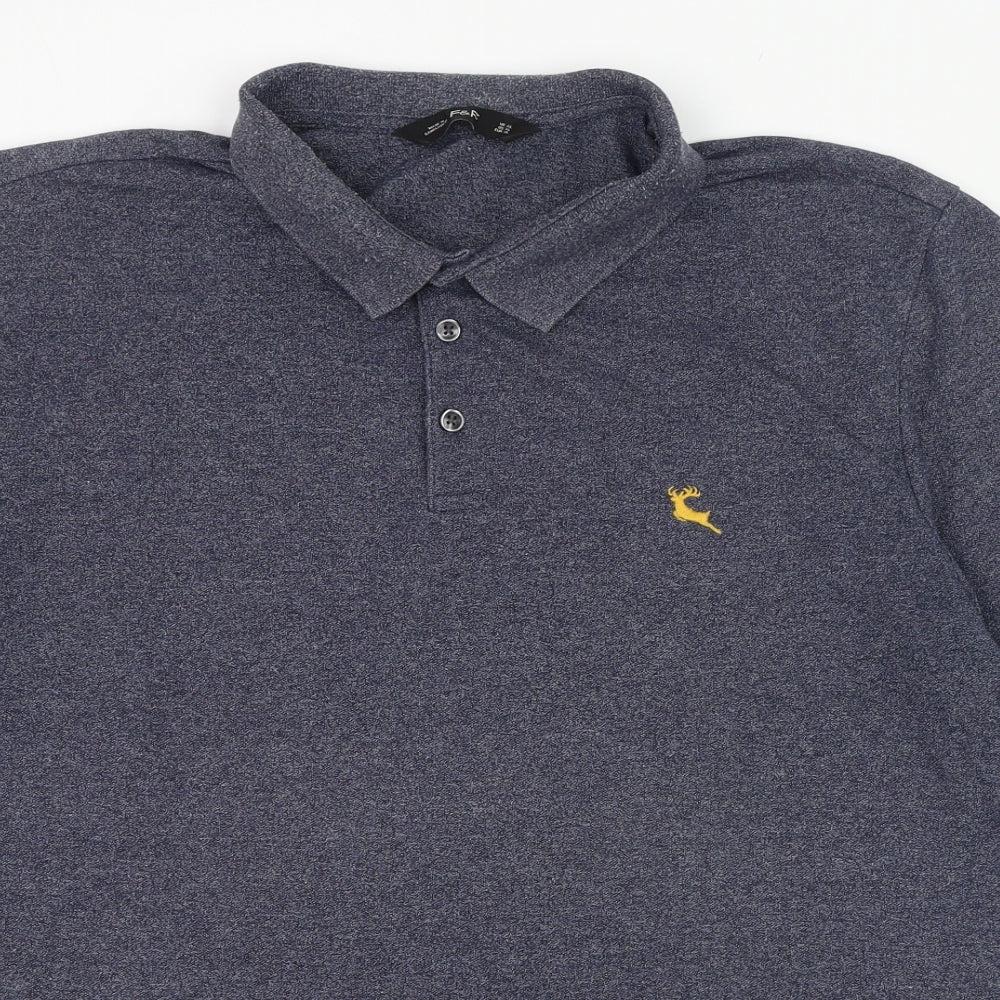 F&F Mens Blue  Cotton  Polo Size XL Collared Pullover
