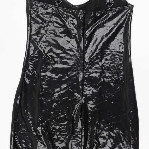 Preworn Womens Black  Cotton Bodycon  Size L  Round Neck Zip - PVC