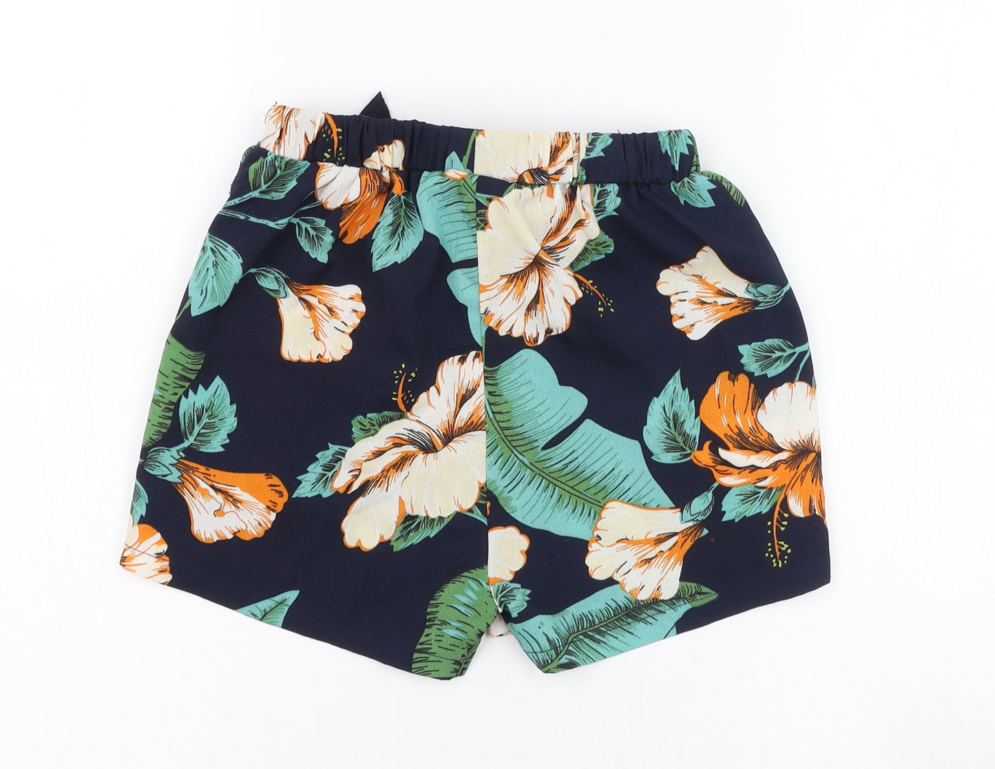 SheIn Girls Blue Fair Isle Cotton Culotte Shorts Size 12-13 Years  Regular Tie