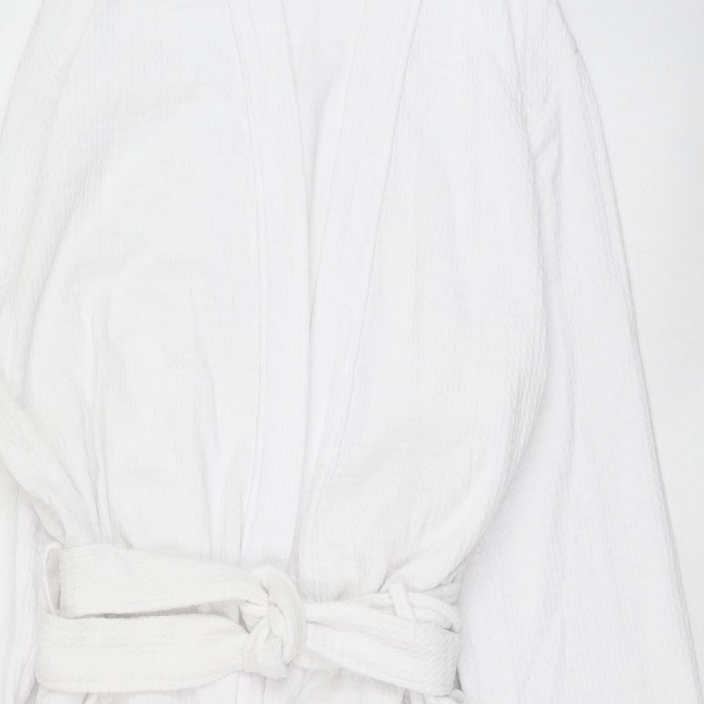 Marks and Spencer Womens White  Cotton  Gown Size 8  Tie