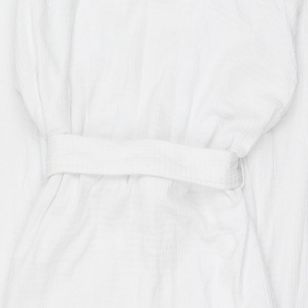 Marks and Spencer Womens White  Cotton  Gown Size 8  Tie